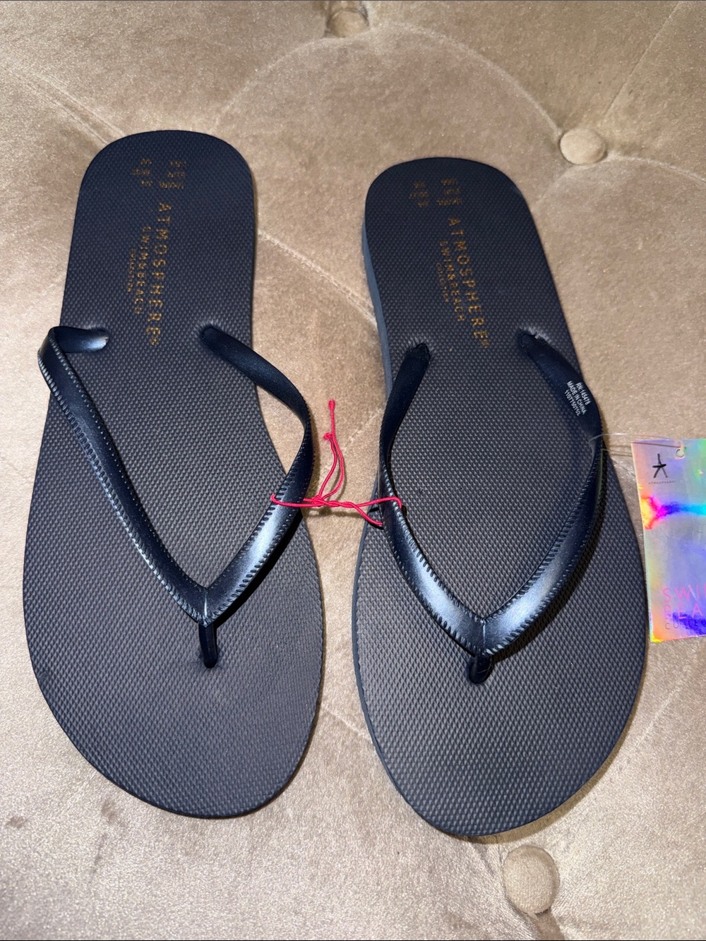 Atmosphere Navy Flip Flop Sandals - Thin Straps